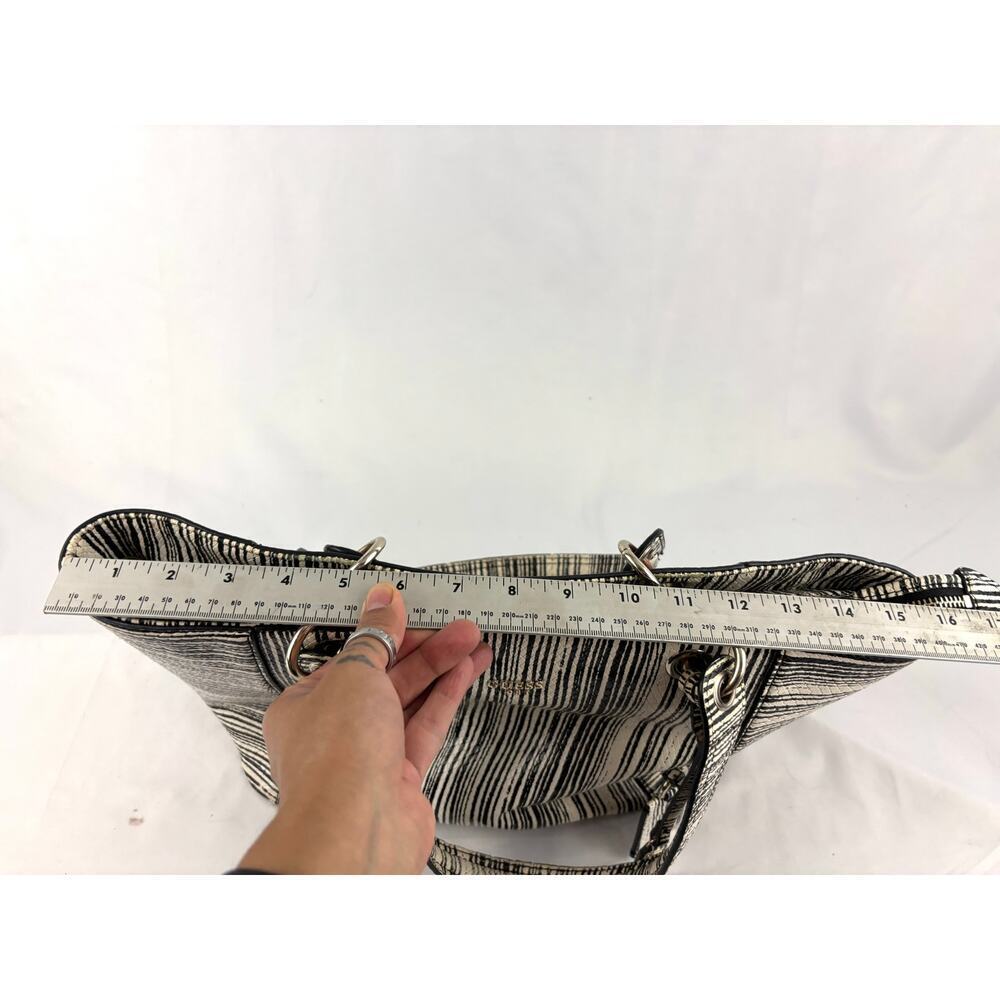 Guess Kamryn Stripe Python Tote Black White Shoul… - image 7